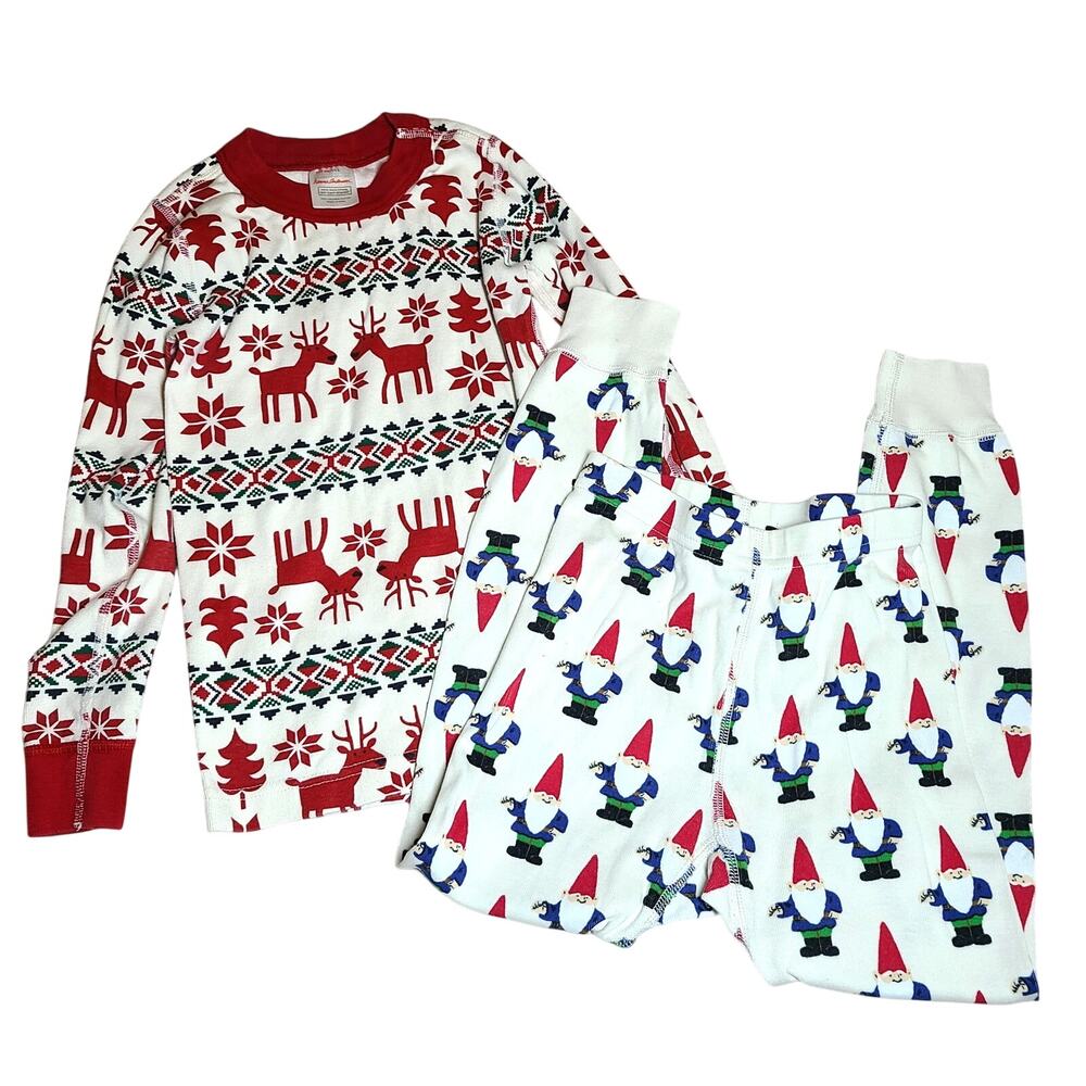 Hanna Andersson Kids Size 5 Mismatched Set Bundle Christmas Gnome Prints Organic
